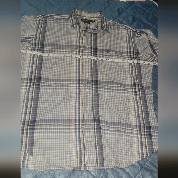 Ralph Lauren Blue and White Checkered Button Up Dress Shirt. Mens Size LG. - Picture 5 of 8
